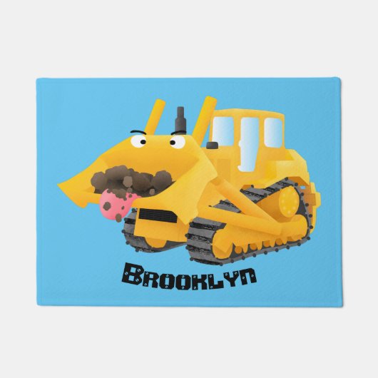 Cute yellow bulldozer cartoon deurmat (Voorkant)
