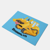 Cute yellow bulldozer cartoon deurmat (Schuin)
