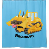 Cute yellow bulldozer cartoon douchegordijn (Voorkant)