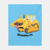 Cute yellow bulldozer cartoon fleece deken (Voorkant)