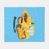 Cute yellow bulldozer cartoon fleece deken (Voorkant (Horizontaal))