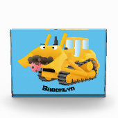 Cute yellow bulldozer cartoon fotoblokken (Voorkant)