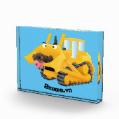 Cute yellow bulldozer cartoon fotoblokken (Rechts)