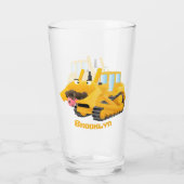 Cute yellow bulldozer cartoon glas (Achterkant)