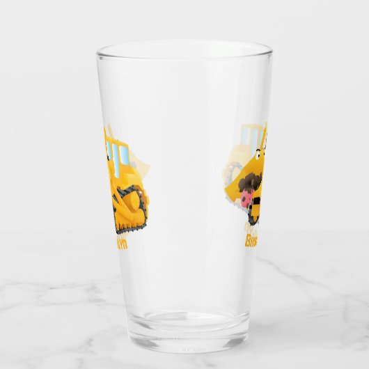 Cute yellow bulldozer cartoon glas (Links)