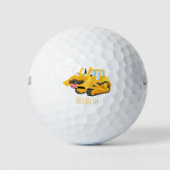 Cute yellow bulldozer cartoon golfballen (Voorkant)