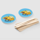 Cute yellow bulldozer cartoon handwaaier (Niet-gemonteerd)