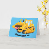 Cute yellow bulldozer cartoon kaart (Gele Bloem)