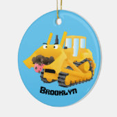 Cute yellow bulldozer cartoon keramisch ornament (Links)