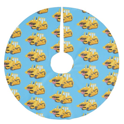 Cute yellow bulldozer cartoon kerstboom rok (Voorkant)