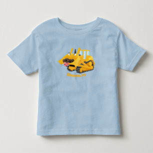 Cute yellow bulldozer cartoon kinder shirts