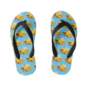 Cute yellow bulldozer cartoon kinder teenslippers