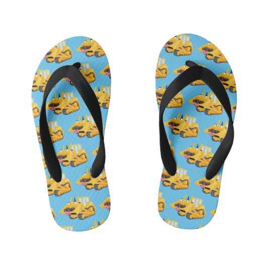 Cute yellow bulldozer cartoon kinder teenslippers (Voetbed)