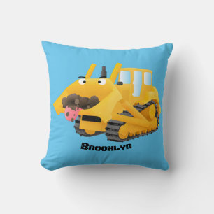 Cute yellow bulldozer cartoon kussen