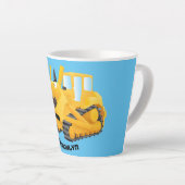 Cute yellow bulldozer cartoon latte mok (Rechterhoek)
