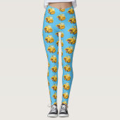 Cute yellow bulldozer cartoon leggings (Voorkant)