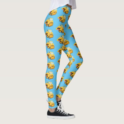 Cute yellow bulldozer cartoon leggings (Rechts)
