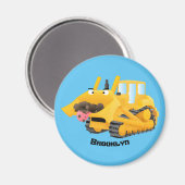 Cute yellow bulldozer cartoon magneet (Voorkant / Achterkant)