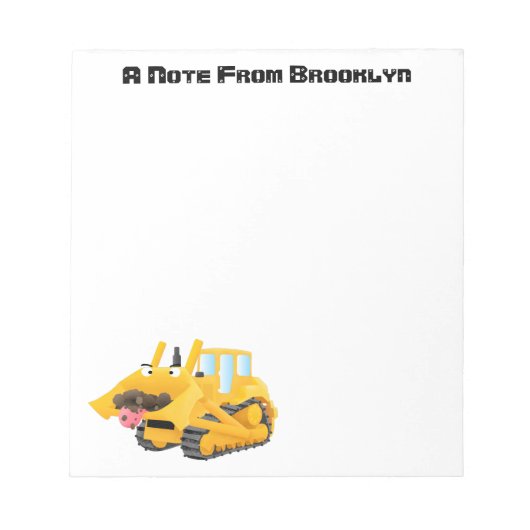 Cute yellow bulldozer cartoon notitieblok (Voorkant)