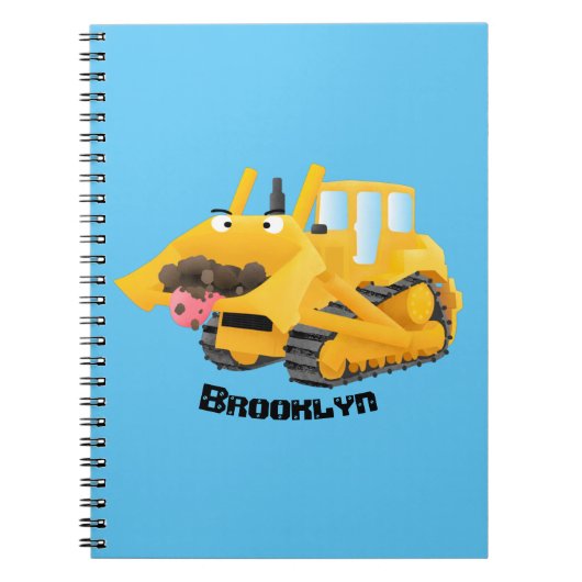 Cute yellow bulldozer cartoon notitieboek (Voorkant)