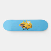 Cute yellow bulldozer cartoon persoonlijk skateboard (Horizontaal)