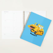Cute yellow bulldozer cartoon planner (Display)