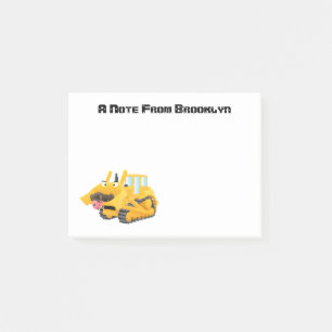 Cute yellow bulldozer cartoon post-it® notes