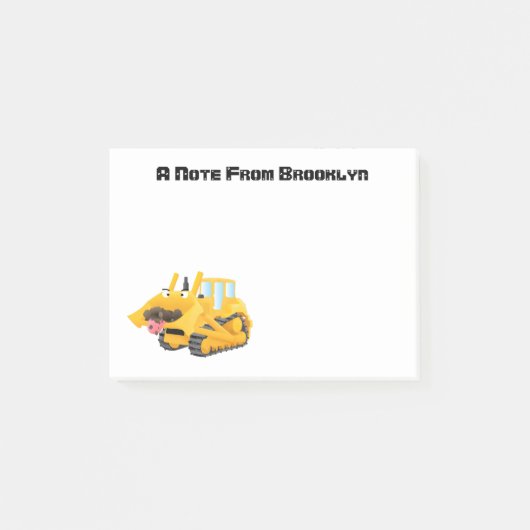 Cute yellow bulldozer cartoon post-it® notes (Voorkant)