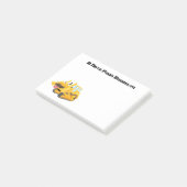 Cute yellow bulldozer cartoon post-it® notes (Schuin)