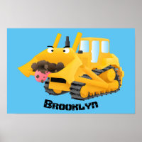 Cute yellow bulldozer cartoon