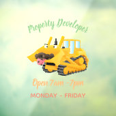 Cute yellow bulldozer cartoon raamsticker (Vel 3)