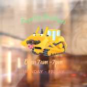 Cute yellow bulldozer cartoon raamsticker (Vel 2)