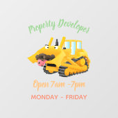 Cute yellow bulldozer cartoon raamsticker (Vel)