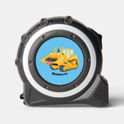 Cute yellow bulldozer cartoon rolmaat (Voorkant)