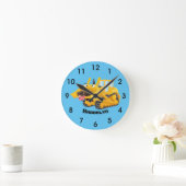 Cute yellow bulldozer cartoon ronde klok (Huis)