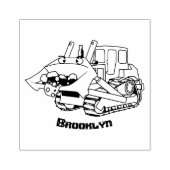 Cute yellow bulldozer cartoon rubberstempel (Afrduk)
