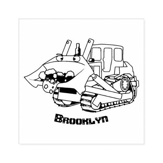 Cute yellow bulldozer cartoon rubberstempel (Afrduk)