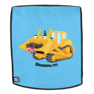 Cute yellow bulldozer cartoon rugtassen