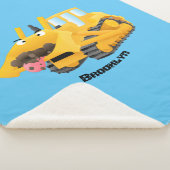 Cute yellow bulldozer cartoon sherpa deken (3/4)