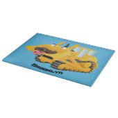 Cute yellow bulldozer cartoon snijplank (Hoek)