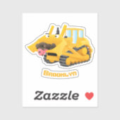 Cute yellow bulldozer cartoon sticker (Vel)