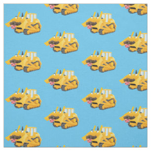 Cute yellow bulldozer cartoon stof