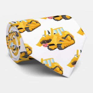 Cute yellow bulldozer cartoon stropdas