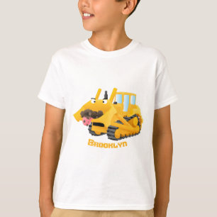 Cute yellow bulldozer cartoon t-shirt