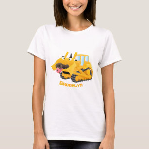 Cute yellow bulldozer cartoon t-shirt