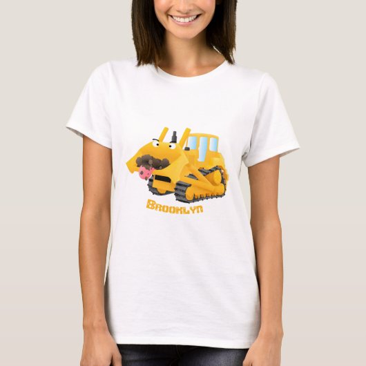 Cute yellow bulldozer cartoon t-shirt (Voorkant)