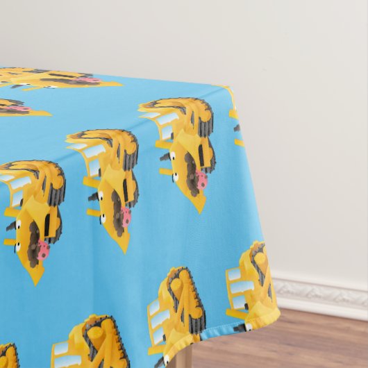 Cute yellow bulldozer cartoon tafelkleed (Voorbeeld)