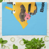 Cute yellow bulldozer cartoon theedoek (Gevouwen)