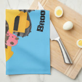 Cute yellow bulldozer cartoon theedoek (Quarter Fold)