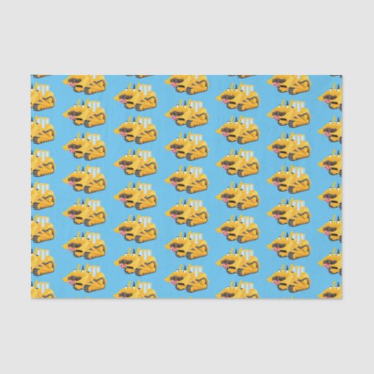 Cute yellow bulldozer cartoon tissuepapier (Voorkant)